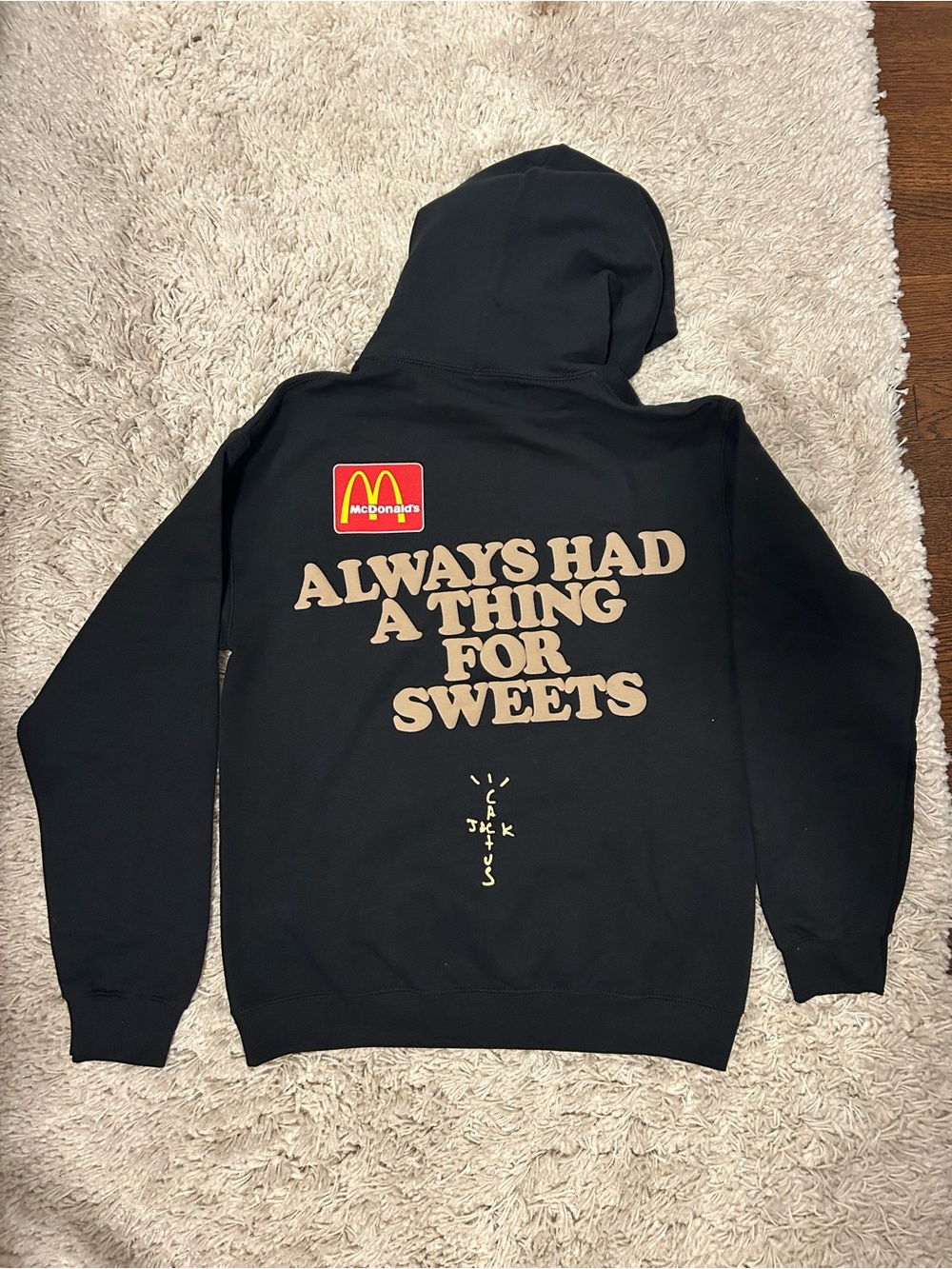 Travis Scott Black Apple Pie Logo Hoodie with Red Accent